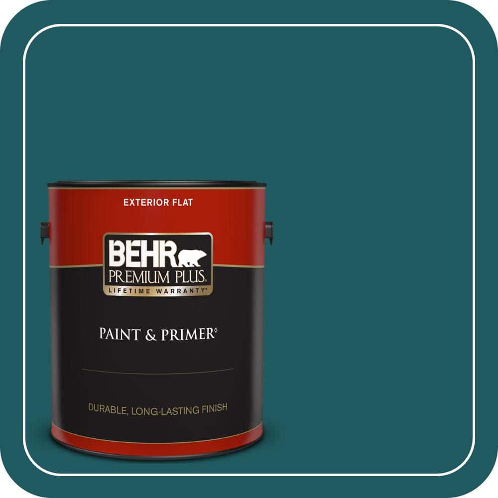 BEHR PREMIUM PLUS 1 gal. #S-H-510 Moonlit Pool Flat Exterior Paint & Primer