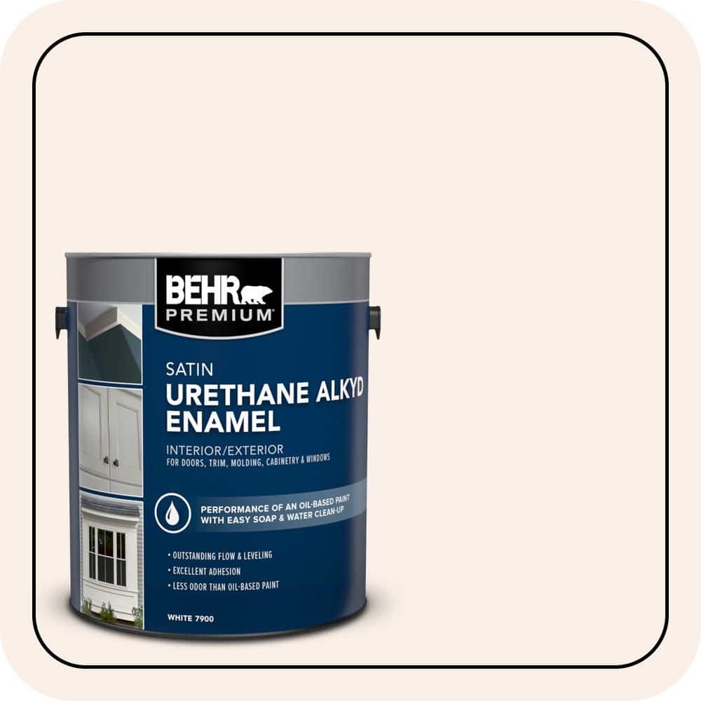 BEHR PREMIUM 1 gal. #RD-W05 Moonlit Beach Urethane Alkyd Satin Enamel Interior/Exterior Paint (1)