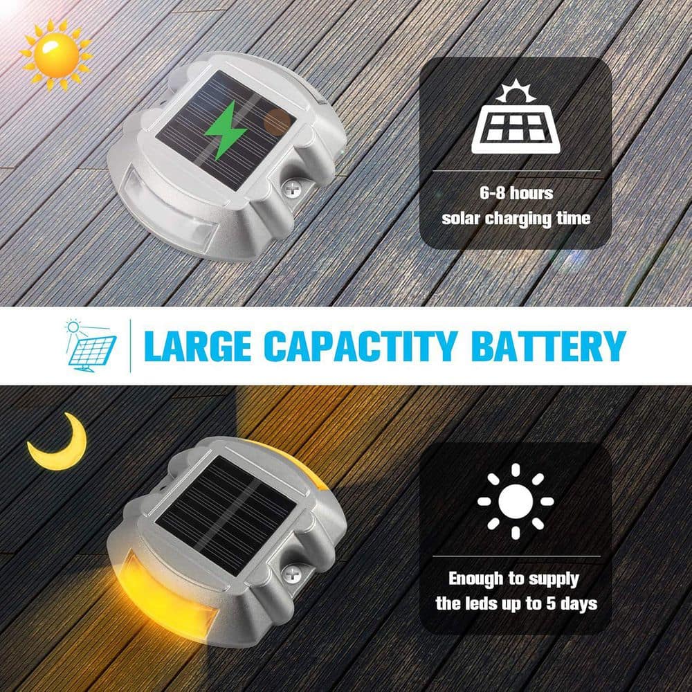 Afoxsos IP67 Waterproof Solar LED Deck Lights Warm White for Driveway Sidewalk Garden Pathway Yard, (12-Pack) (3)