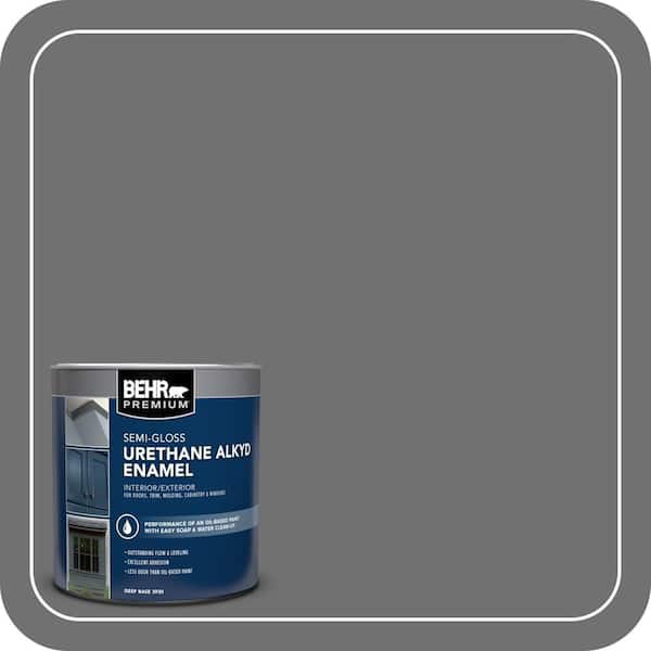 BEHR PREMIUM 1 qt. #AE-48 Machine Gray Semi-Gloss Enamel Urethane Alkyd Interior/Exterior Paint (2)
