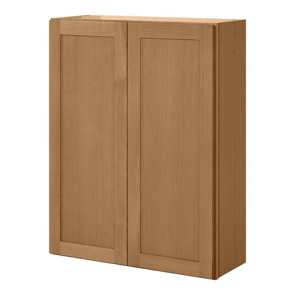 Hampton Bay Avondale 33 in. W x 12 in. D x 42 in. H Ready to Assemble Plywood Shaker Wall Kitchen Cabinet in White Oak