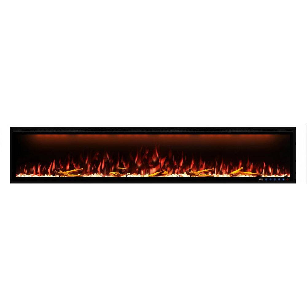 Clihome 88 in. Smart WiFi Wall Mounted Recessed Electric Fireplace Insert with Alexa Control and 13 Flame Colors (3)