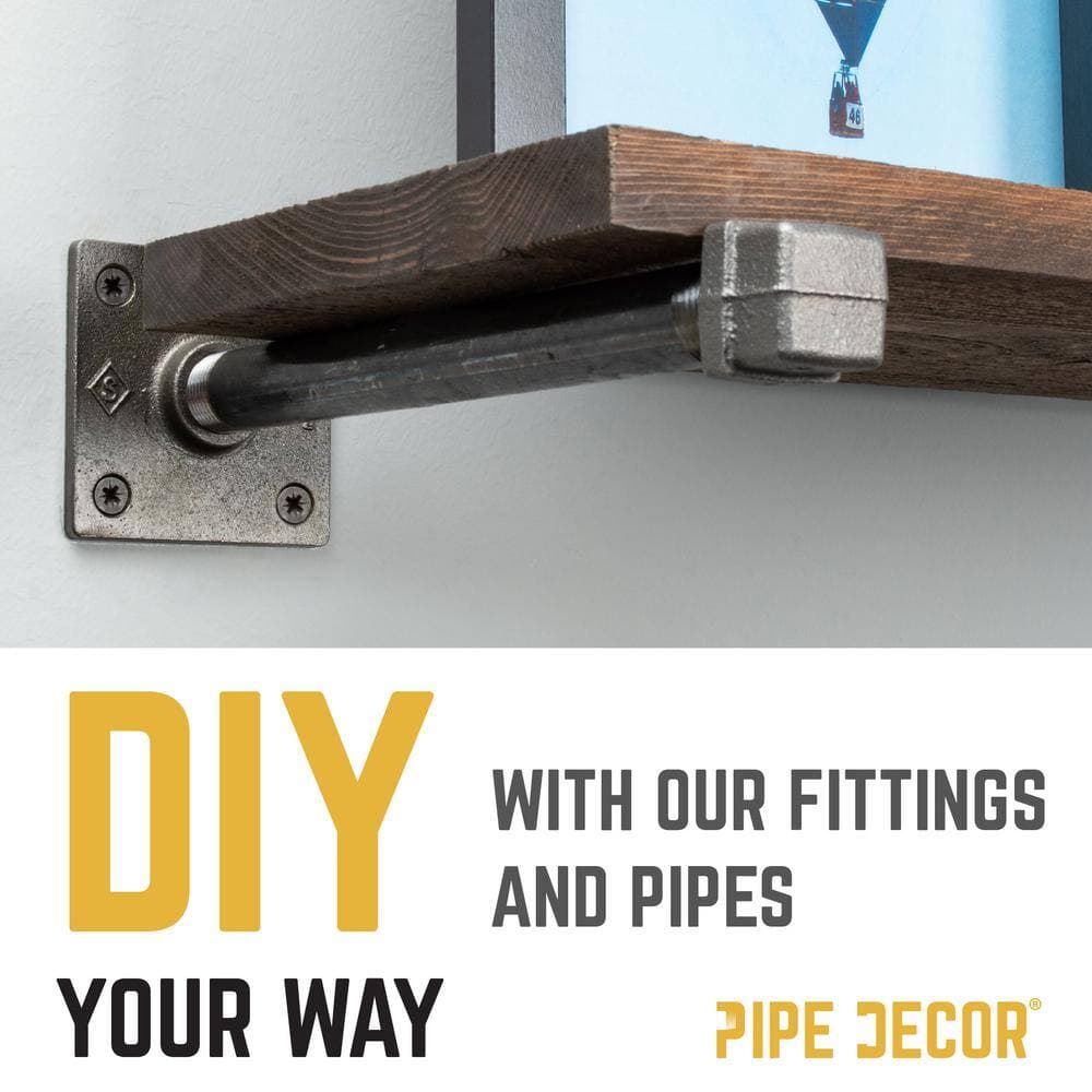 PIPE DECOR 3/4 in. Black Malleable Iron Square Cap (4-Pack) (2)
