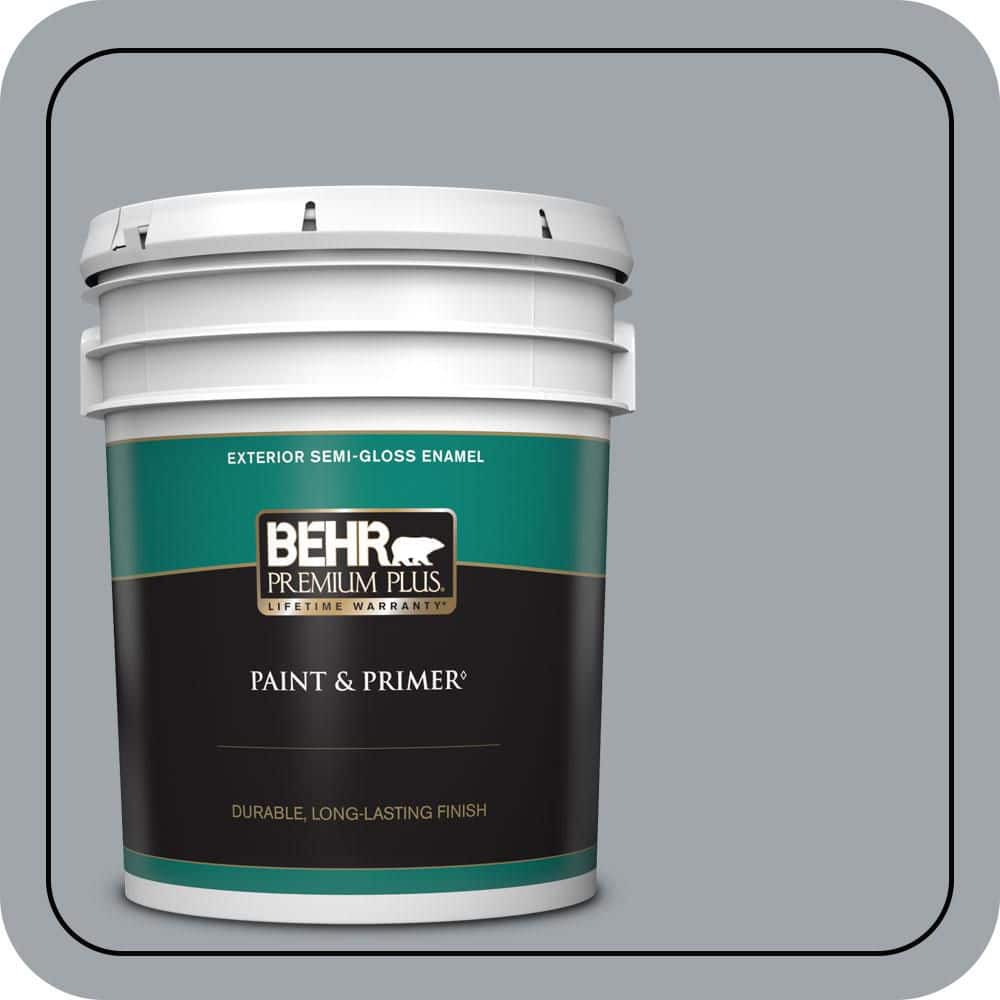 BEHR PREMIUM PLUS 5 gal. #PPU26-19 Chance of Rain Semi-Gloss Enamel Exterior Paint & Primer