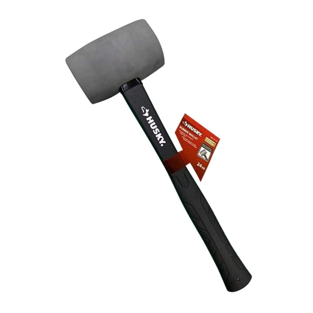 Husky 24 oz. Gray Rubber Mallet with 14 in. Fiberglass Handle