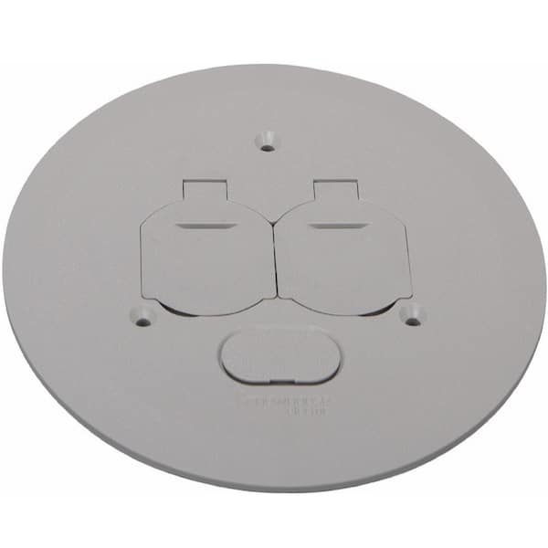 NEWHOUSE ELECTRIC Low-Profile Round Floor Box Outlet Cover with 2 Lift Lids, Gray (2)