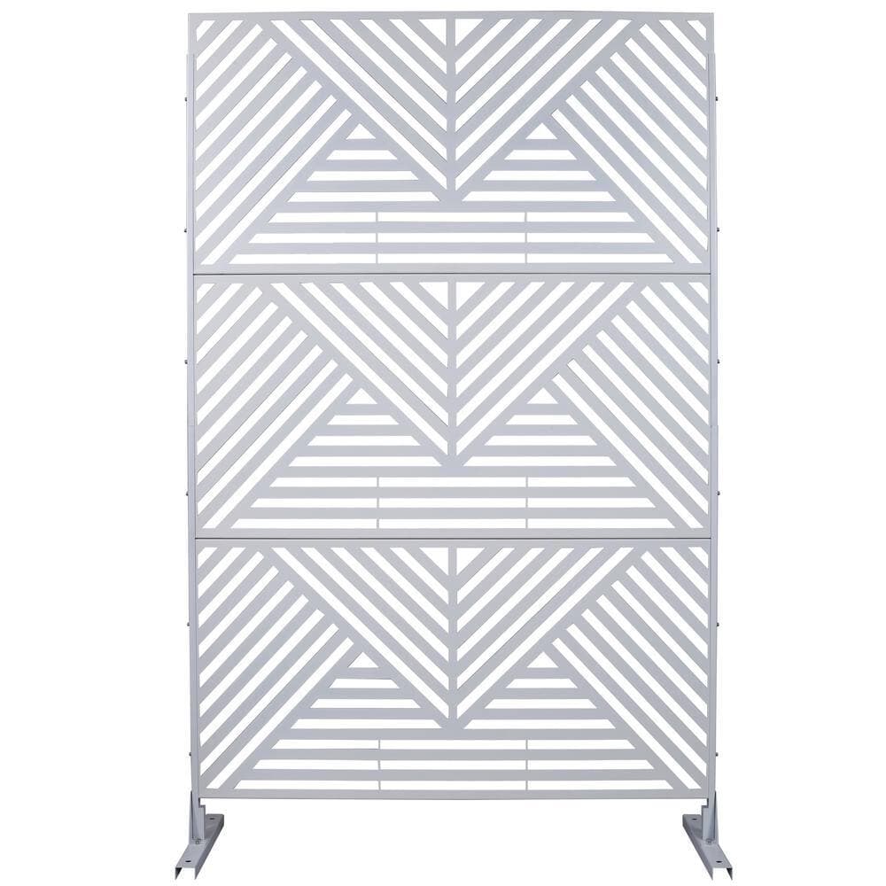 Zeus & Ruta 76 in. H White Steel Outdoor and Indoor Freestanding Privacy Screens for Deck, Balcony, Patio, Outside, Lawn and Garden (1)