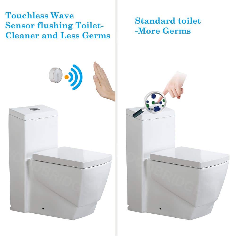 WOODBRIDGE TAOZI 1-piece 1.1 GPF/1.6 GPF High Efficiency Dual Flush Square Elongated Toilet in White with Soft Closed Seat Included (3)