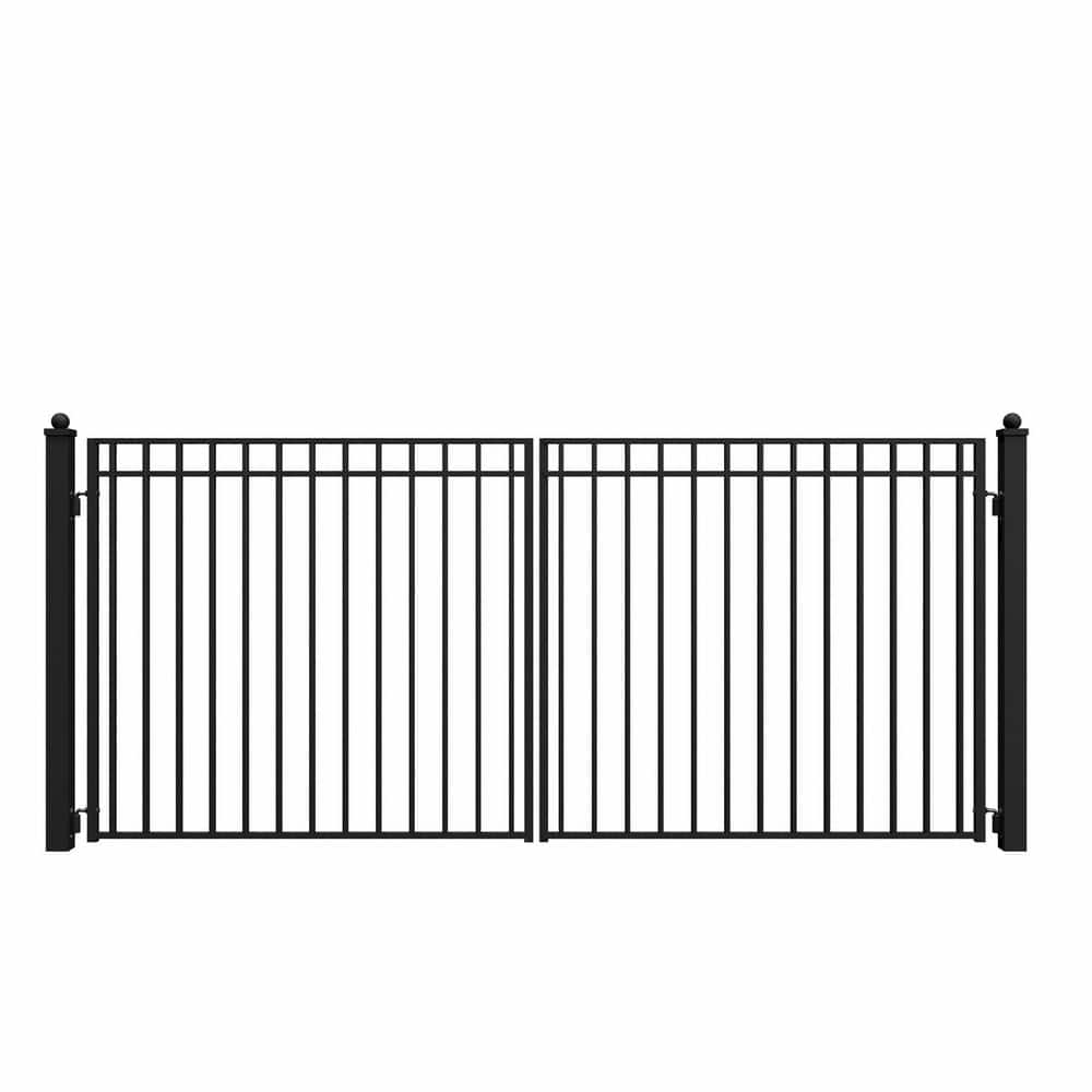 ALEKO Madrid 14 ft. x 6 ft. Black Steel Dual Driveway Fence Gate (1)