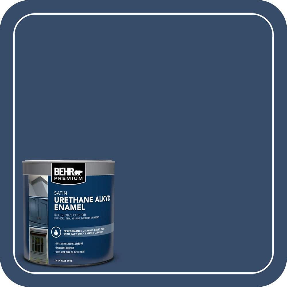BEHR PREMIUM 1 qt. #580D-7 Deep Royal Satin Enamel Urethane Alkyd Interior/Exterior Paint (1)