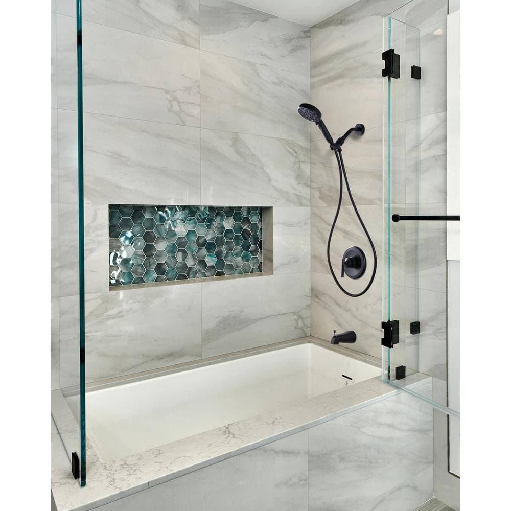 WOWOW Single-Handle 8-Spray Shower Faucet 1.8 GPM with Adjustable Head and Tub Spout in Matte Black (Valve Included) (2)