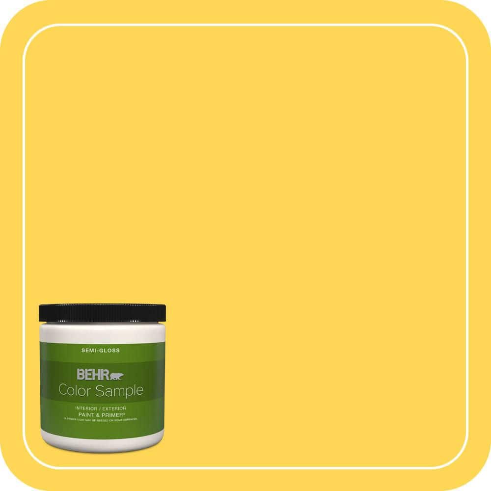BEHR PREMIUM PLUS 8 oz. #P300-6 Buzz-in Semi-Gloss Interior/Exterior Paint & Primer Color Sample