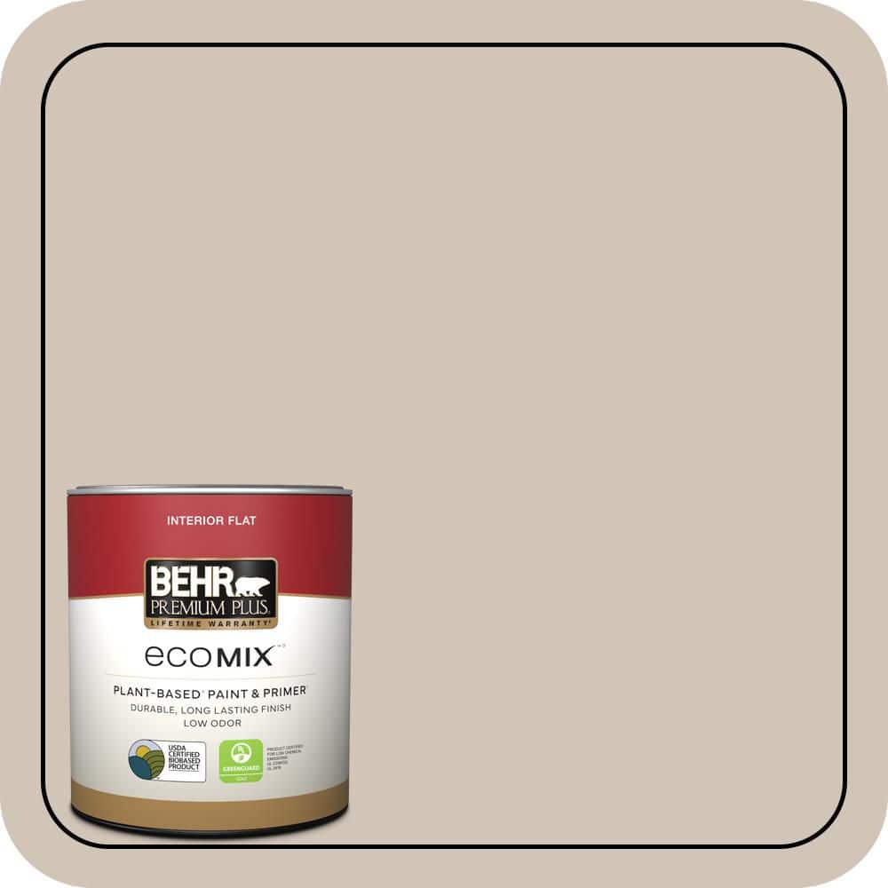 BEHR PREMIUM PLUS 1 qt. #PWN-70 Indulgent Mocha Flat EcoMix Plant-Based Interior Paint & Primer (1)