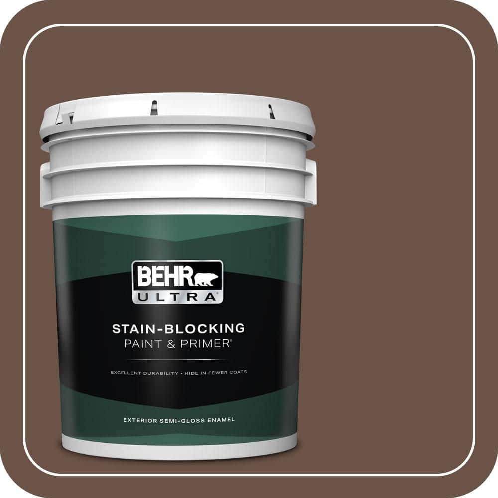 BEHR ULTRA 5 gal. #N190-7 Moose Trail Semi-Gloss Enamel Exterior Paint & Primer
