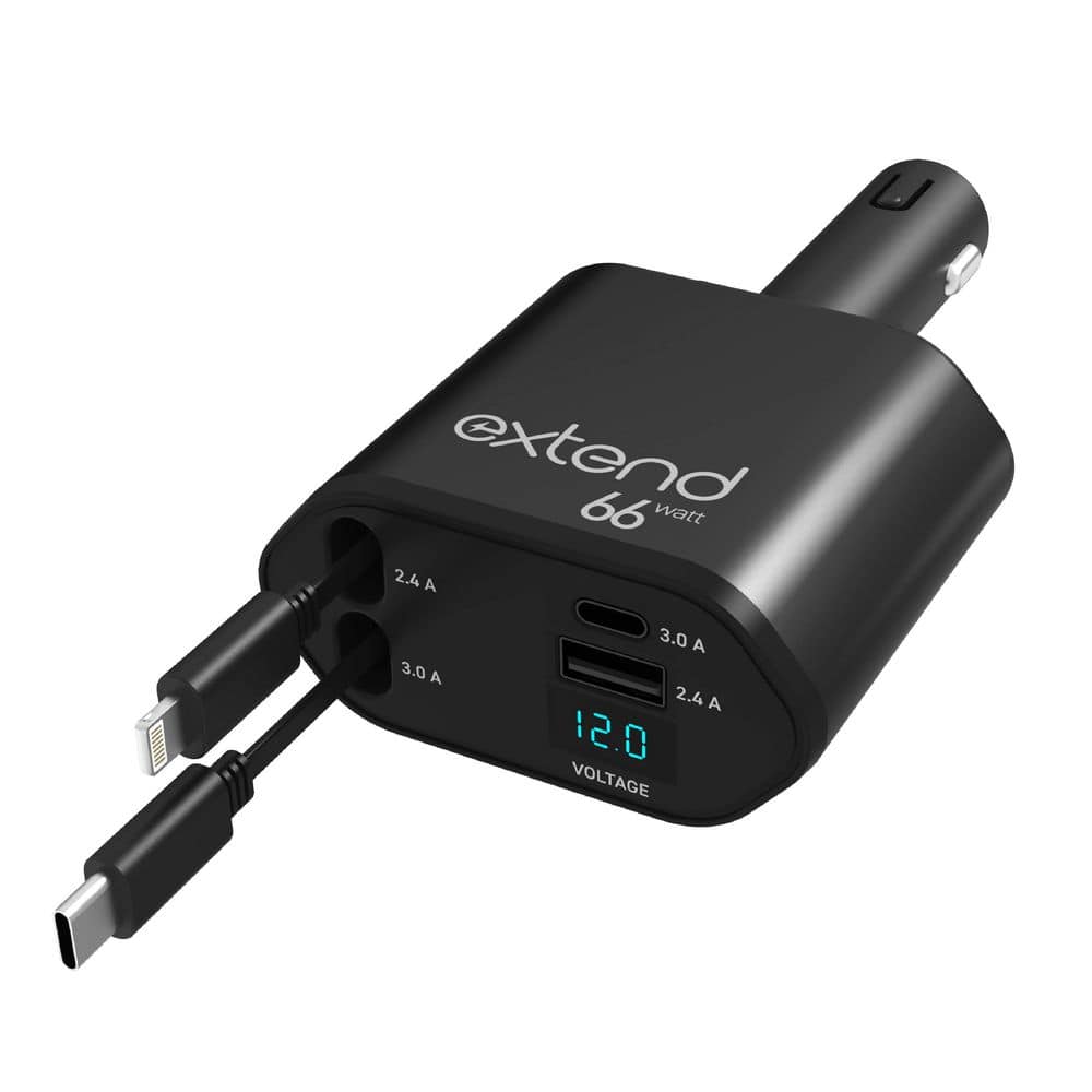 Tzumi Extend 4-in-1 Retractable Car Charger