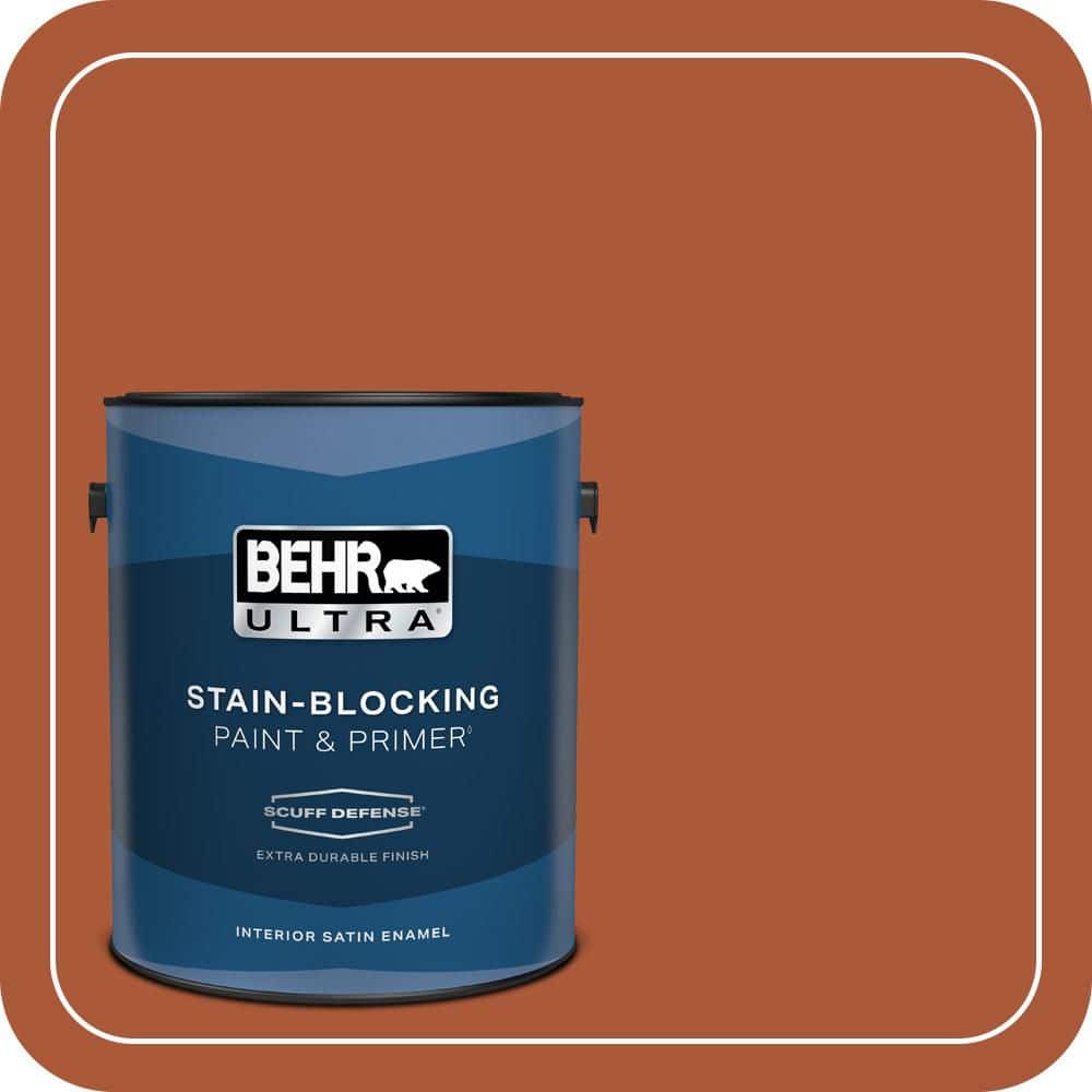 BEHR ULTRA 1 gal. #S-H-220 Summer Heat Extra Durable Satin Enamel Interior Paint & Primer