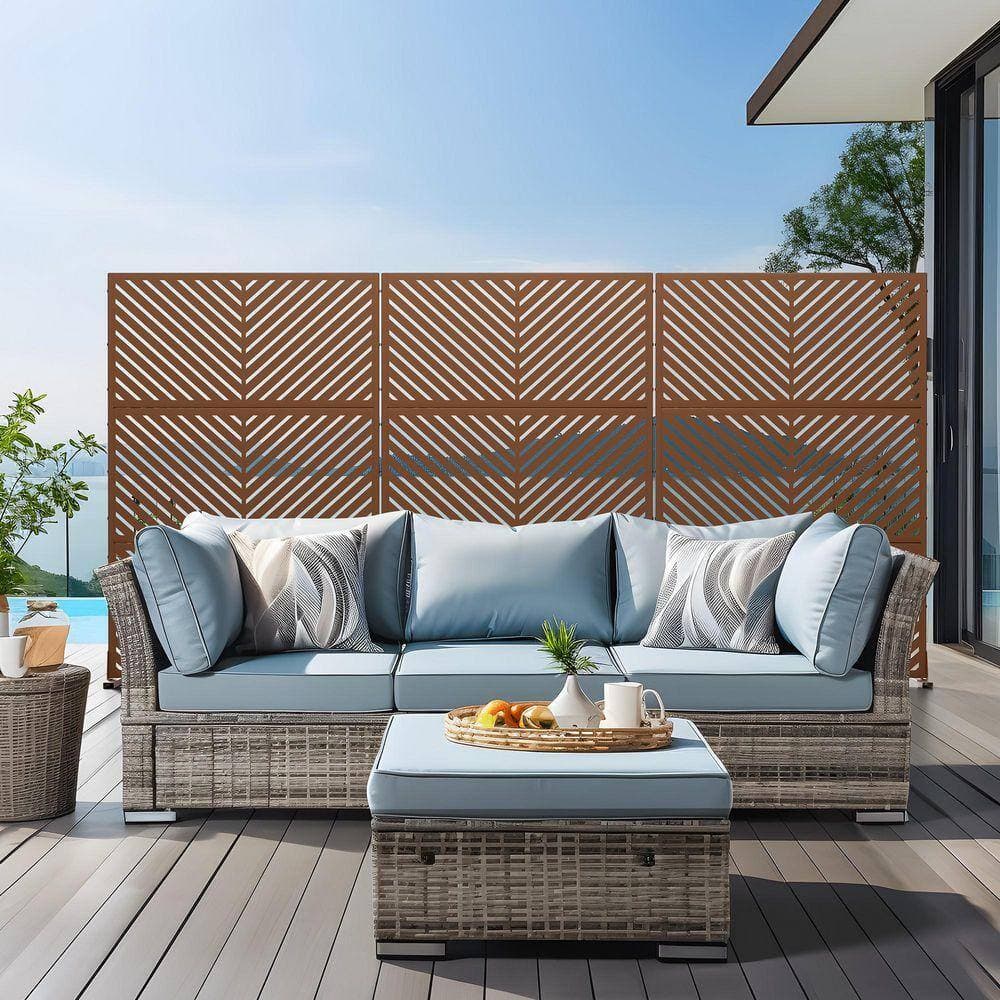 PexFix 72 in. 47 in. Outdoor Metal Galvanized Privacy Screen Fence Garden Panels (2)
