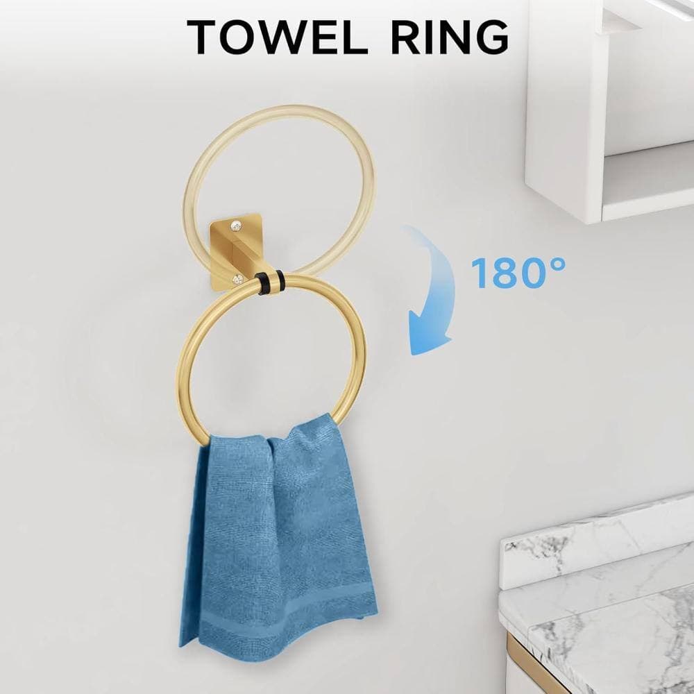 Whatseaso 24 in. W x 3 in. D Decorative Wall Shelf Gold 4-Piece Bathroom Hardware Set (3)