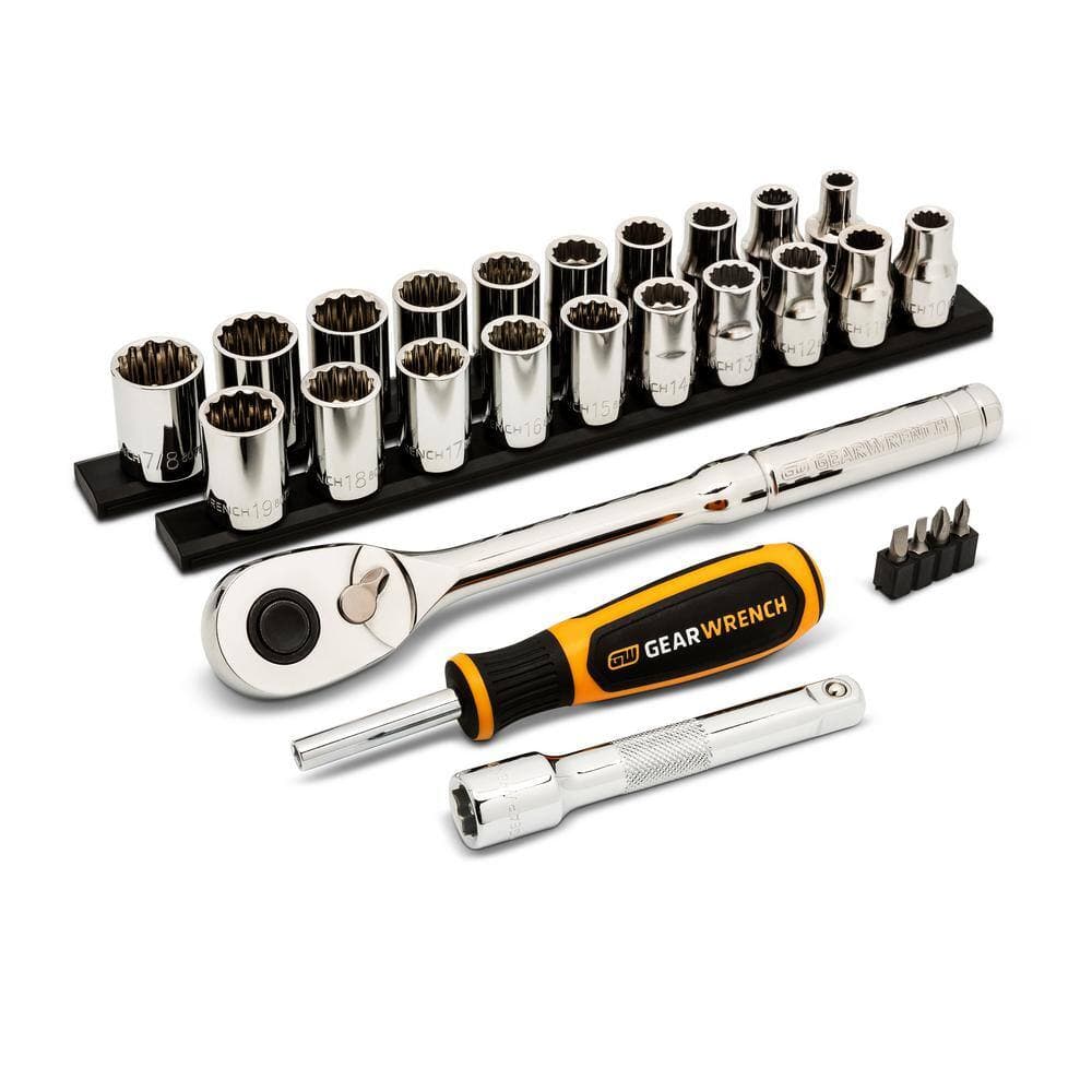 GEARWRENCH 1/2 in. Drive SAE/MM Mechanics Hand Tool Set (27-Piece) (1)