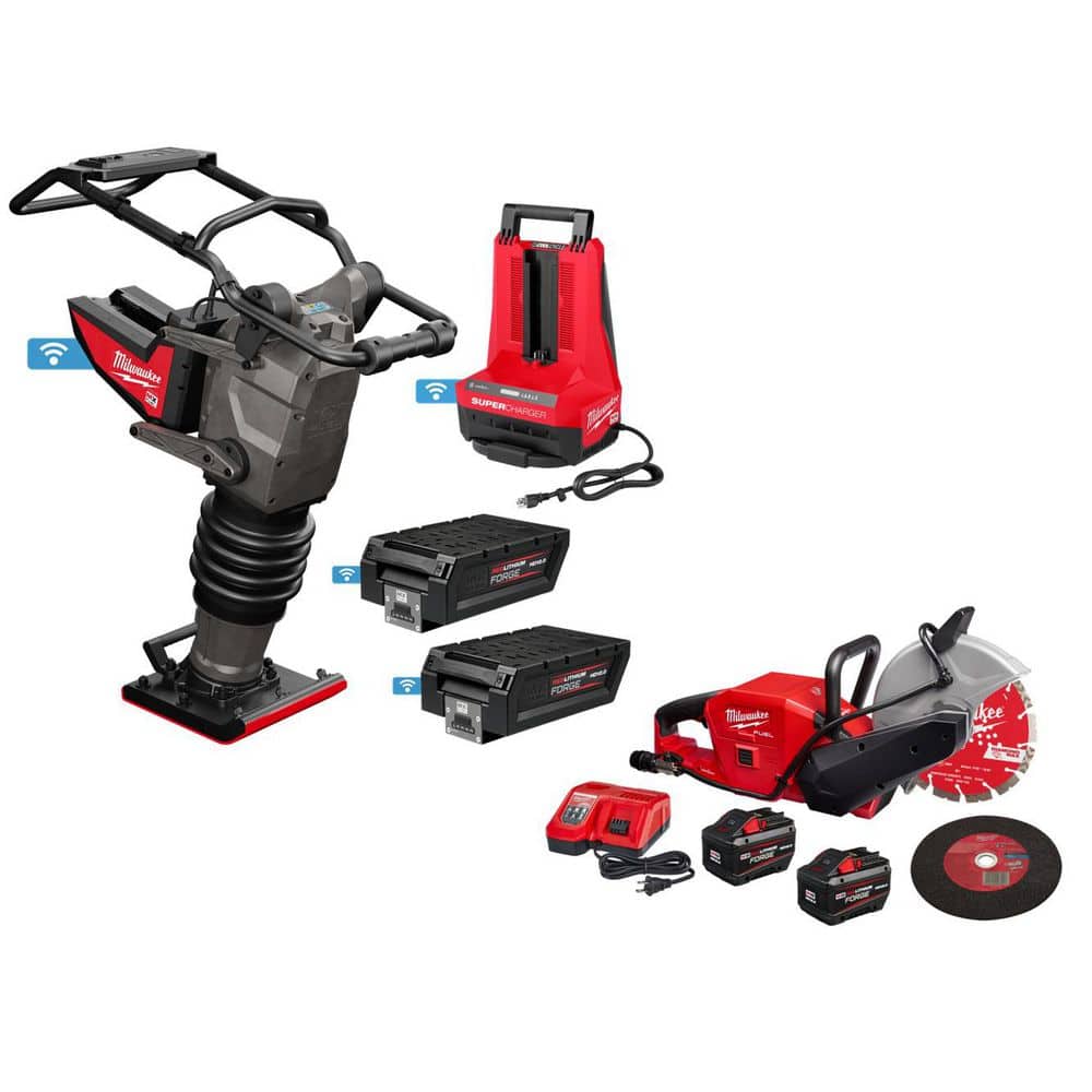 Milwaukee MX FUEL 70 KG Rammer Kit with (2) MX FUEL FORGE HD12. 0 Batteries and (1) MX FUEL Super Charger, & Cut Off Saw Kit