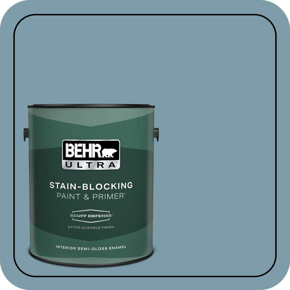 BEHR ULTRA 1 gal. #S470-4 Dolphin Blue Extra Durable Semi-Gloss Enamel Interior Paint & Primer