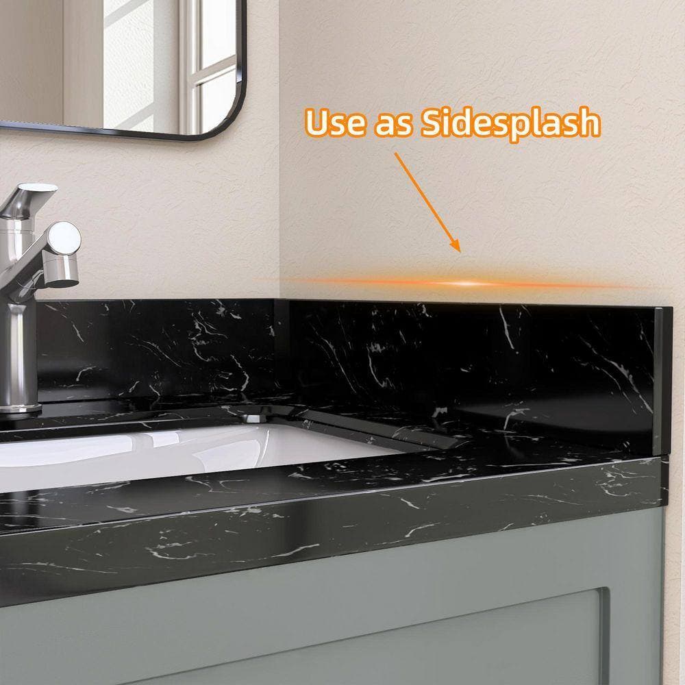 NTQ Fyui 21 in. Engineered Stone Vanity Sidesplash Bathroom Vanity Side Splash in Black (2)