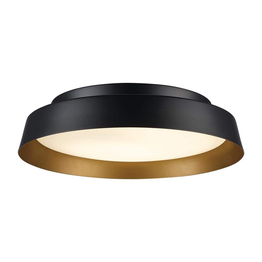 Monteaux Lighting 13 in. Black and Gold Integrated LED Flush Mount Ceiling Light with Frosted Glass (3)