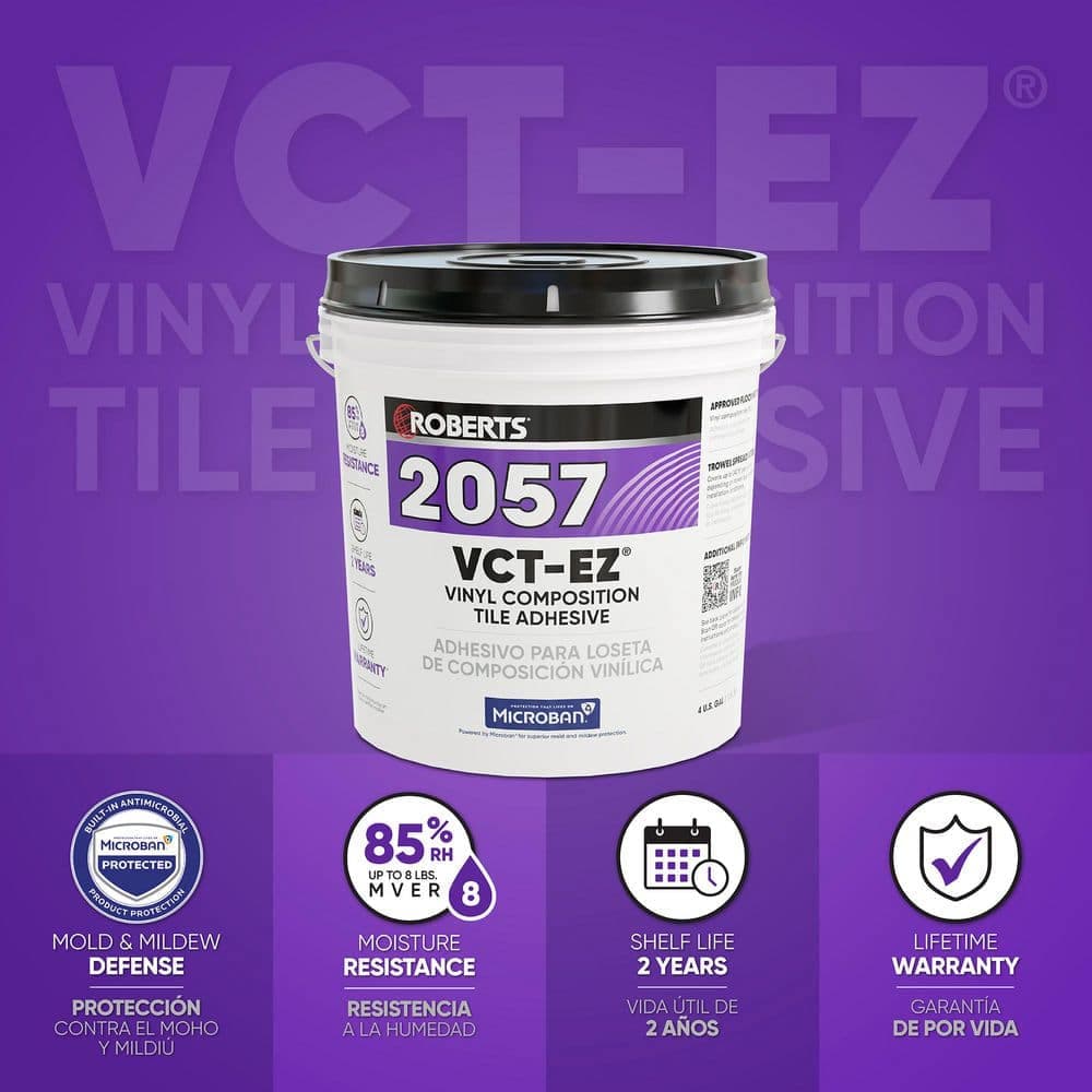 ROBERTS 2057 4 Gal. 24 Hour Dry Time Vinyl Composition Tile Floor Adhesive in Creamy Tan (3)