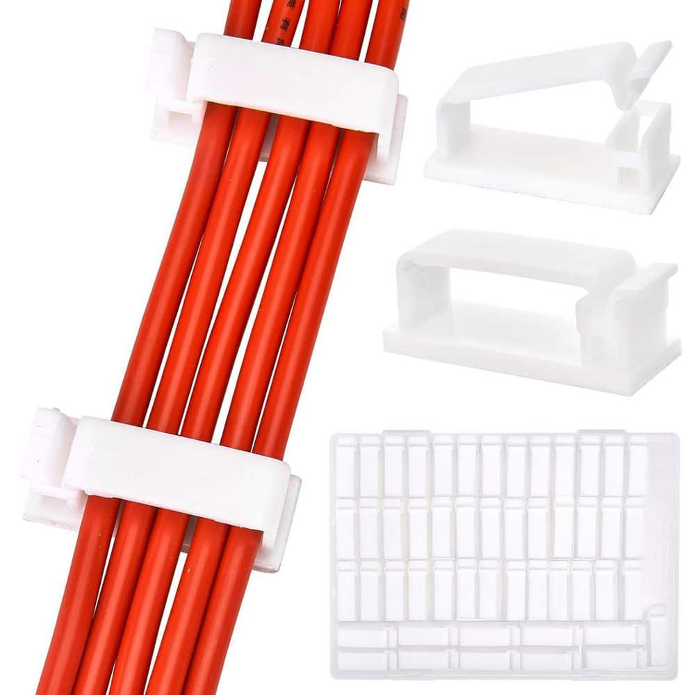 Yichuhaoxi Self Adhesive Cable Management Clips 1.52 x 0.59 x 0.57 in. Cord Holders Wire Organizer White 50-Pack for Home Office (3)
