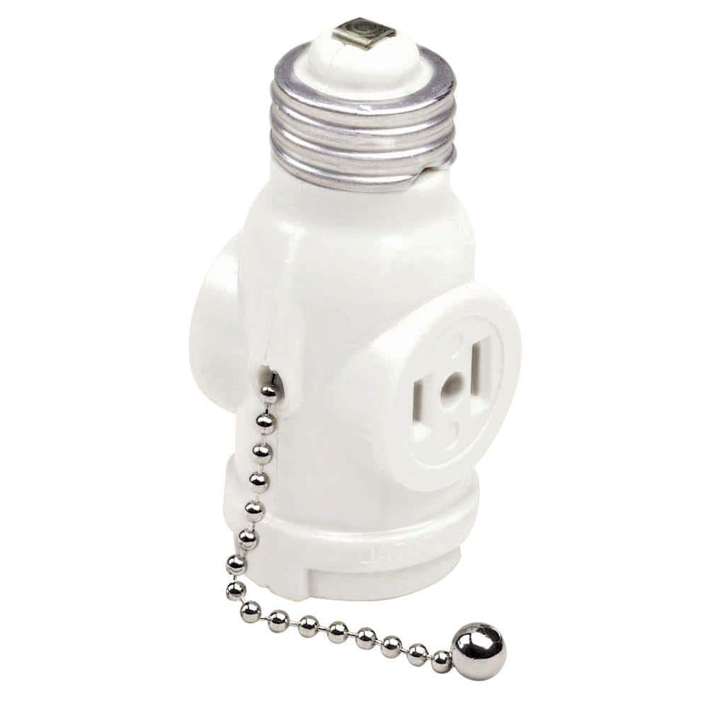 Leviton 2-Outlet White Socket with Pull Chain 1406-W (2)