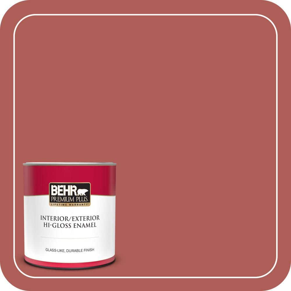 BEHR PREMIUM PLUS 1 qt. #T12-1 Prairie Poppy Hi-Gloss Enamel Interior/Exterior Paint & Primer