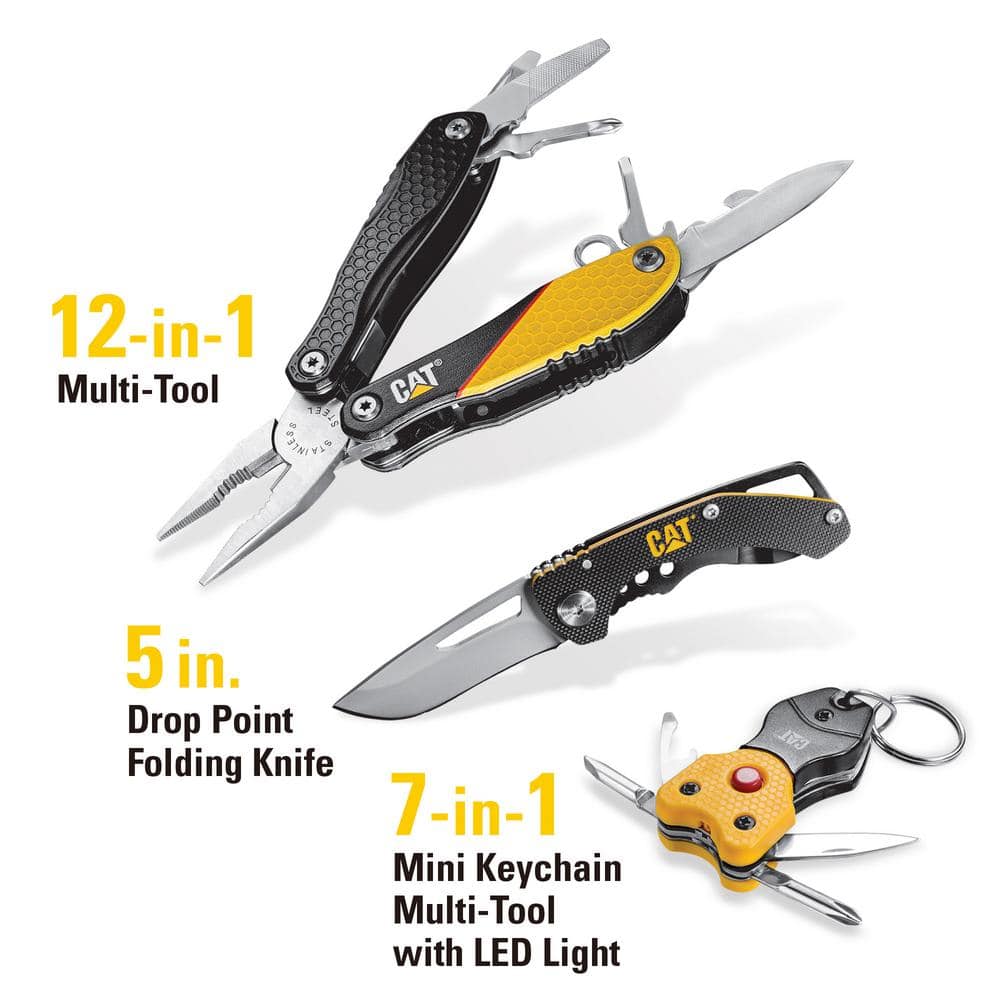 CAT 12-in-1 Multi-Tool, Knife and Multi-Tool Key Chain Gift Box Set (3-Piece) (2)