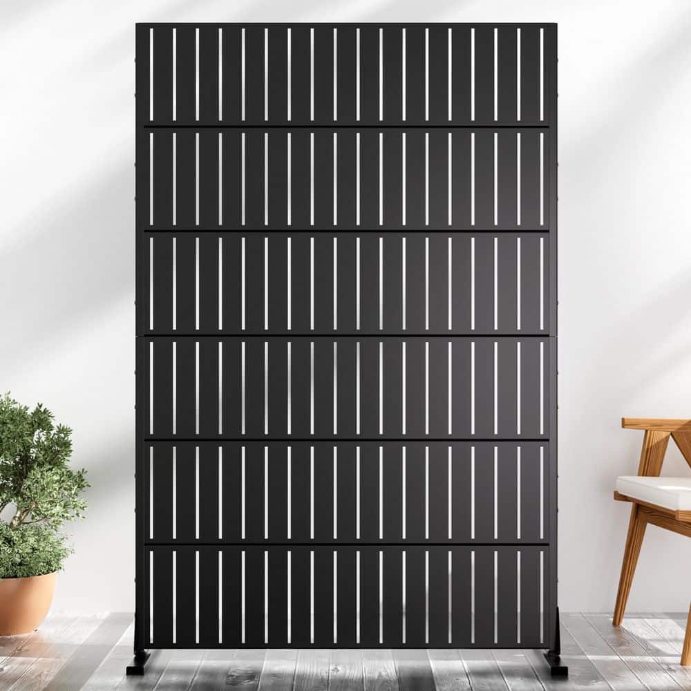 Lumioca 46.8 in. W x 71.37 in. H Black Galvanized sheet Outdoor Garden Screen Decorative Art Panel (2)