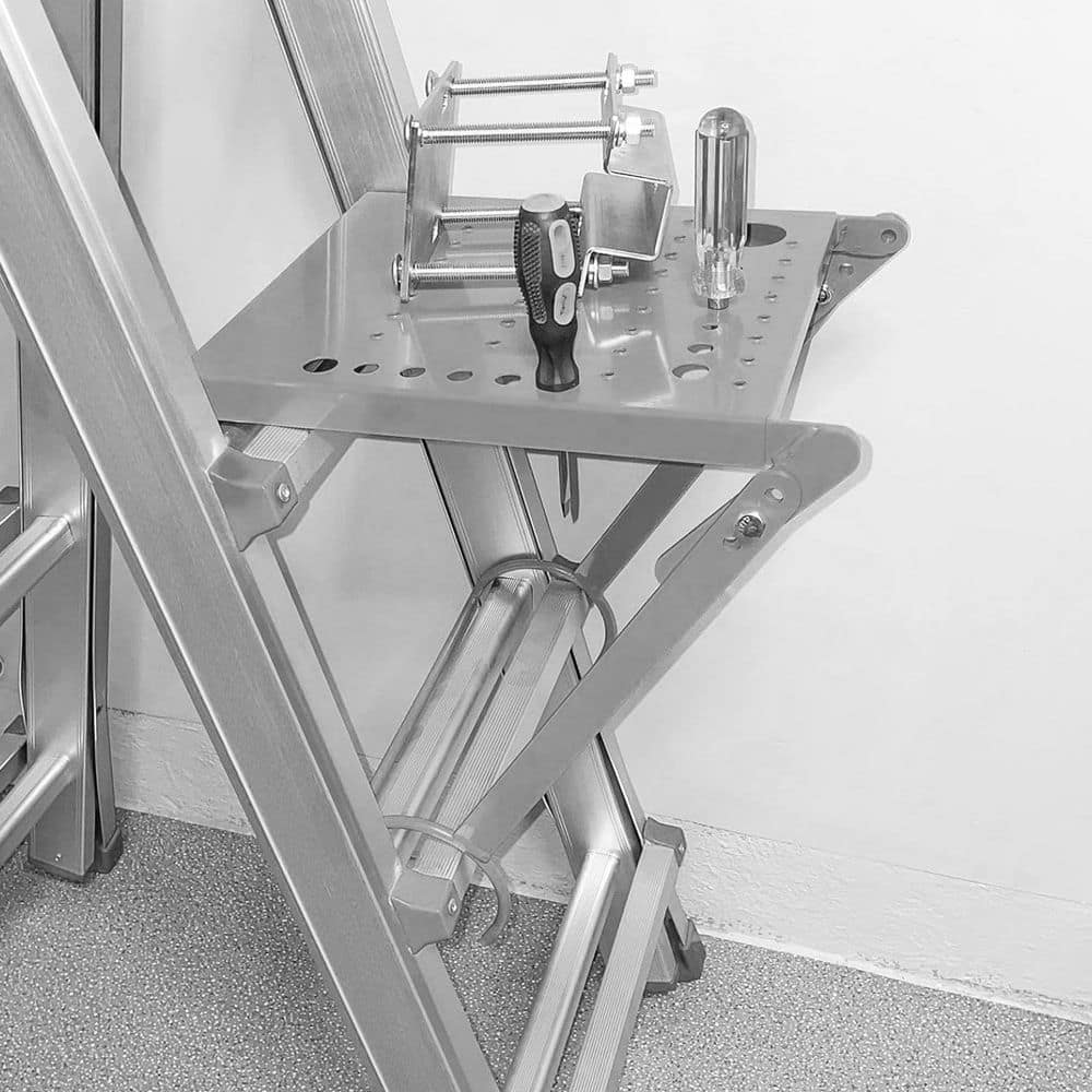 Helhom Silver Gray Ladder Platform Attachment with 400 lb. Capacity, Anti-Slip Extension Ladder Step, Ladder Accessories (3)