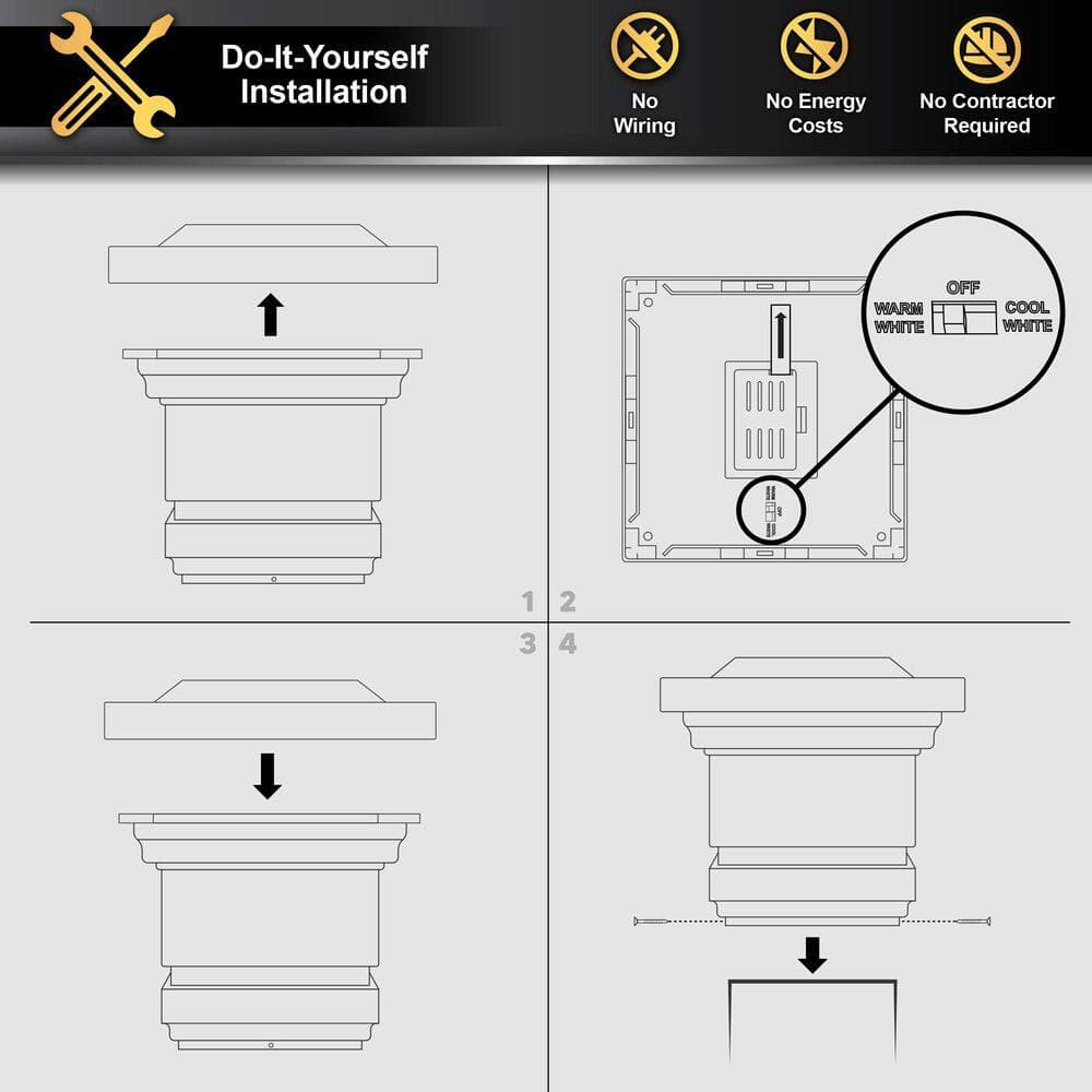 CLASSY CAPS Classy 4 in. x 4 in. Outdoor White Vinyl Integrated LED Solar Post Cap 2-Pack (2)