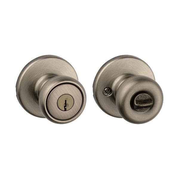 Kwikset Tylo Satin Nickel Keyed Entry Door Knob featuring SmartKey Security (2)