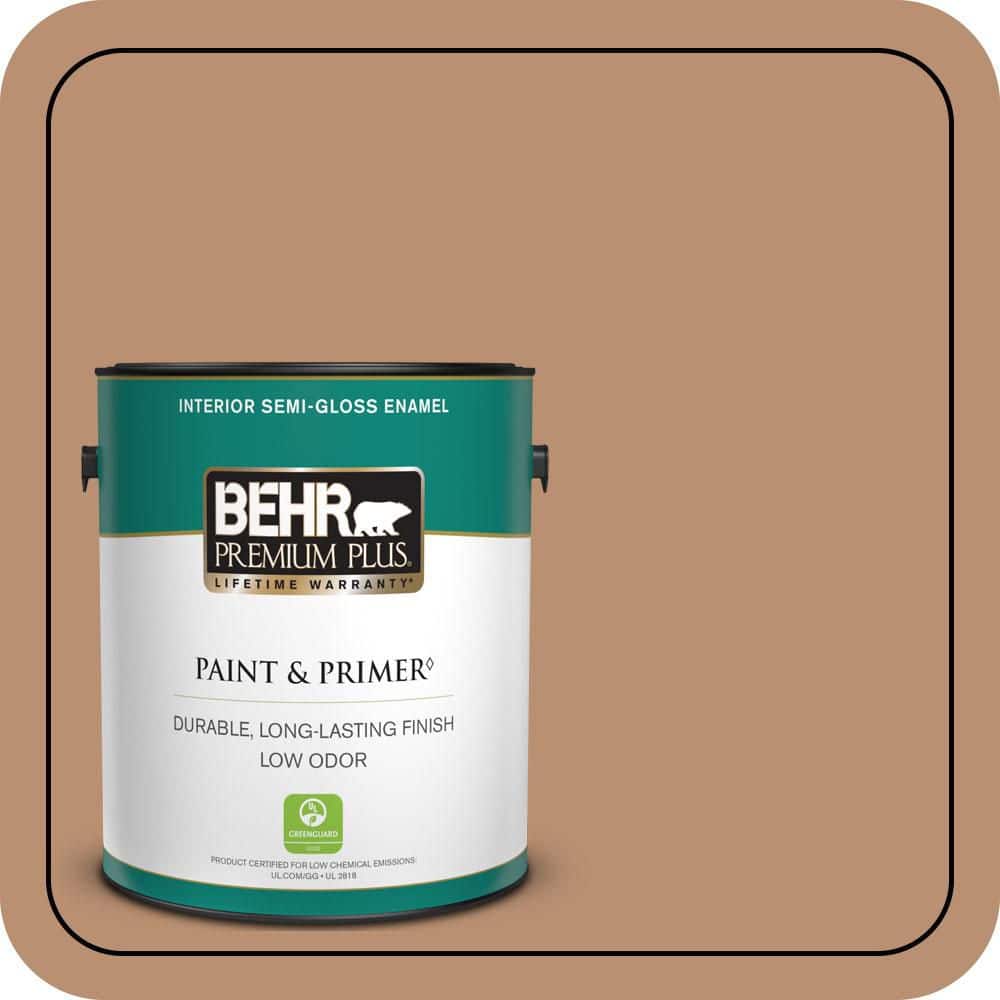 BEHR PREMIUM PLUS 1 gal. #S230-5 Sugar Maple Semi-Gloss Enamel Low Odor Interior Paint & Primer