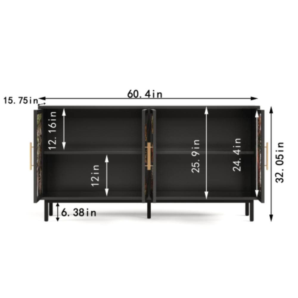 Unbranded 60.4 in. W x 15.75 in. D x 32.05 in. H Bathroom Black Linen Cabinet (2)