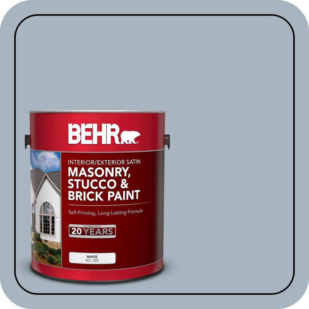 BEHR 5 gal. #N480-3 Shadow Blue Satin Interior/Exterior Masonry, Stucco and Brick Paint