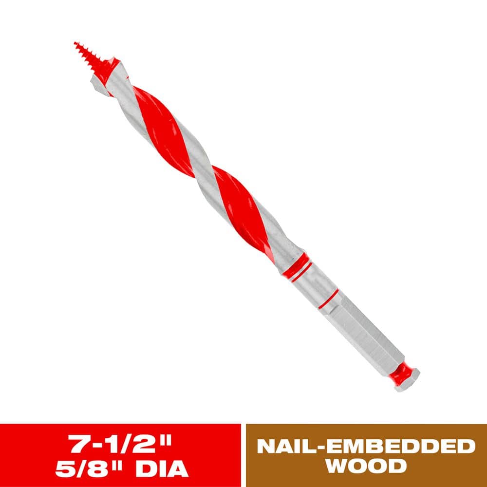 DIABLO 5/8 in. x 7-1/2 in. High Carbon Steel Auger Drill Bit for Wood and Nail-Embedded Wood
