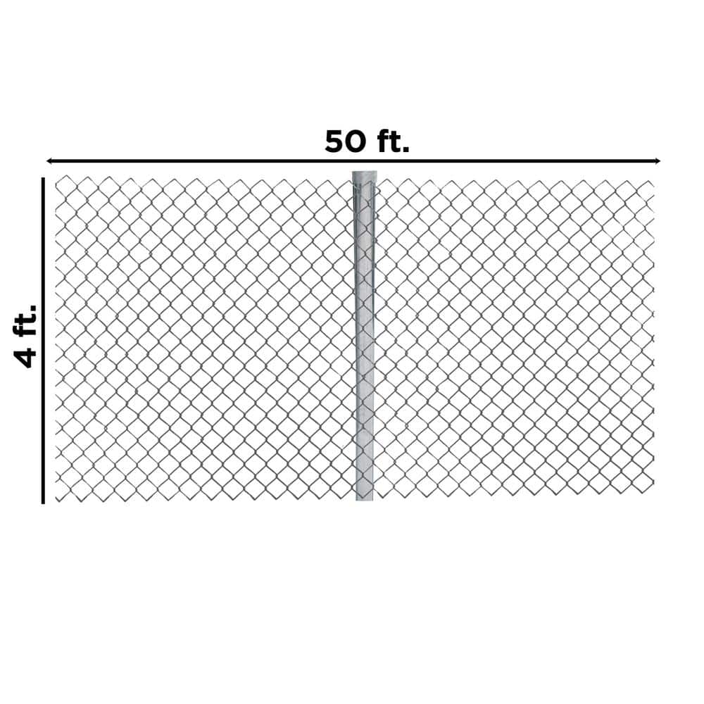 ALEKO Galvanized Steel Chain Link Fence-Complete Kit 4 ft. x 50 ft. 12.5 AW Gauge (2)