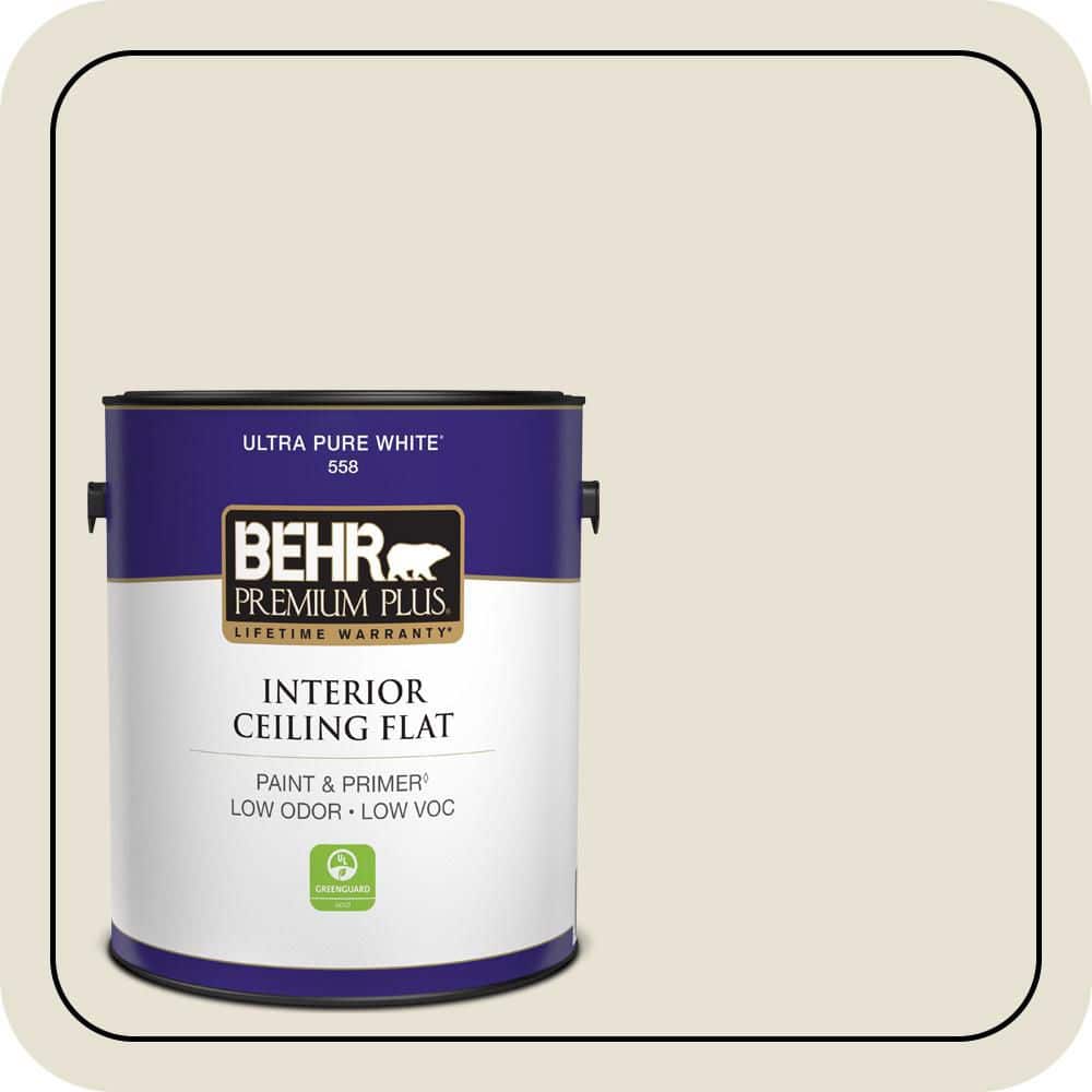 BEHR PREMIUM PLUS 1 gal. #73 Off White Ceiling Flat Interior Paint & Primer (1)
