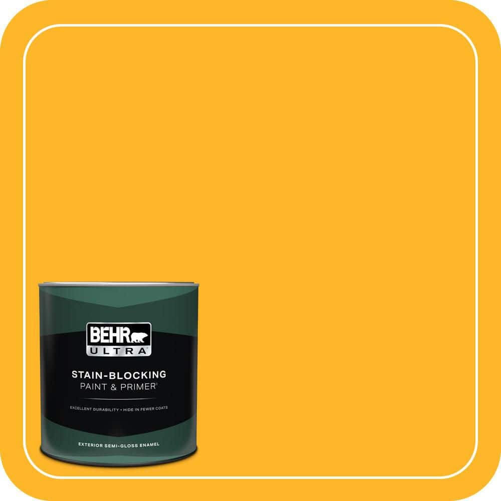 BEHR ULTRA 1 qt. #P260-7 Extreme Yellow Semi-Gloss Enamel Exterior Paint & Primer