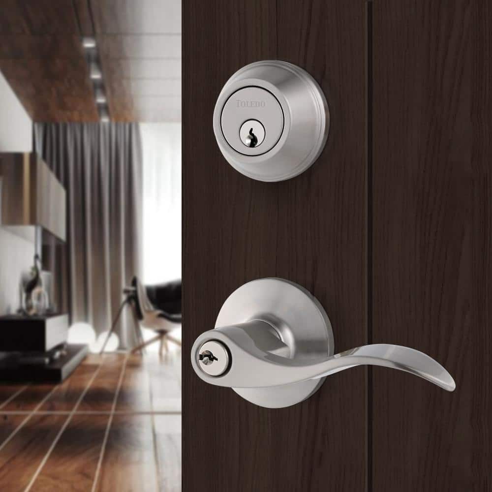 TOLEDO Double Cylinder Satin Nickel Handle Combo Set (2)