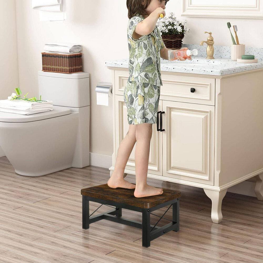 Unbranded Wooden Step Stool for Adults Heavy Duty Non-Slip Feet for High Bed Bedroom Living Room Kitchen Holds 500 lbs. (2)
