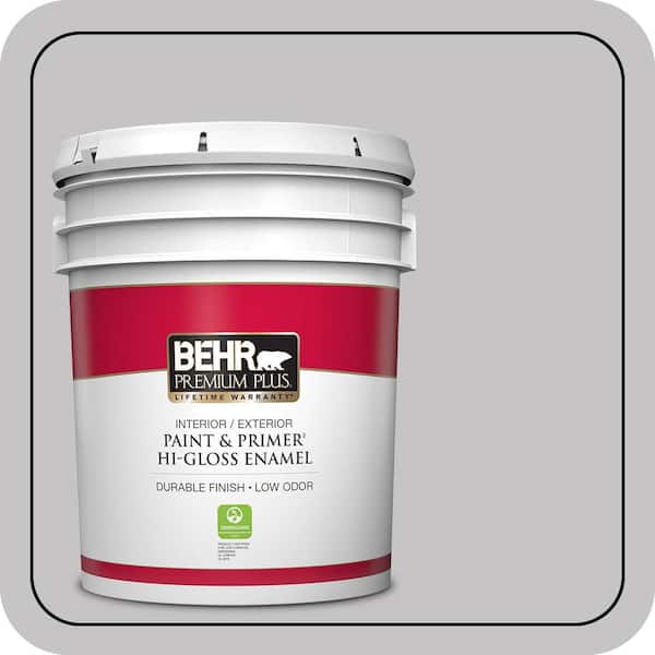 BEHR PREMIUM PLUS 5 Gal. #T15-6 Dreamscape Gray Hi-Gloss Enamel Interior/Exterior Paint & Primer (2)