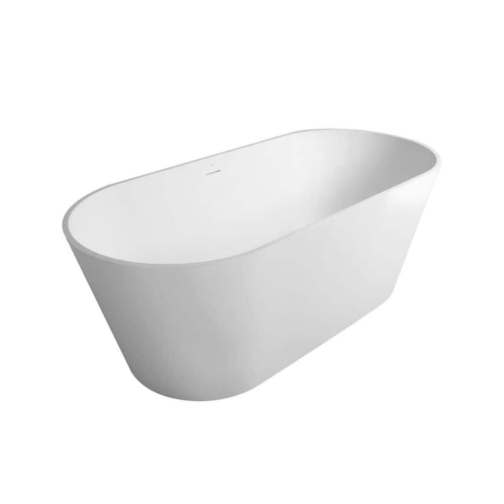 Boosicavelly 63 in. x 29.5 in. Soaking Bathtub with Center Drain in Matte White (1)