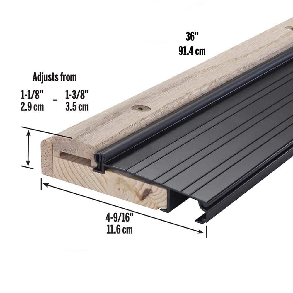 M-D Building Products 4-9/16 in. x 1-1/8 in. x 36 in. Brown Adjustable Aluminum & Hardwood Threshold (3)