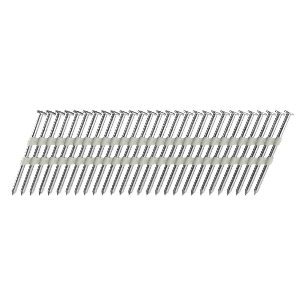 Grip-Rite 2-3/8 in x .120 in 21° Plastic Collated 316 Stainless Steel Ring Shank Round Checkered Head Framing Nails 1000 per Box (2)