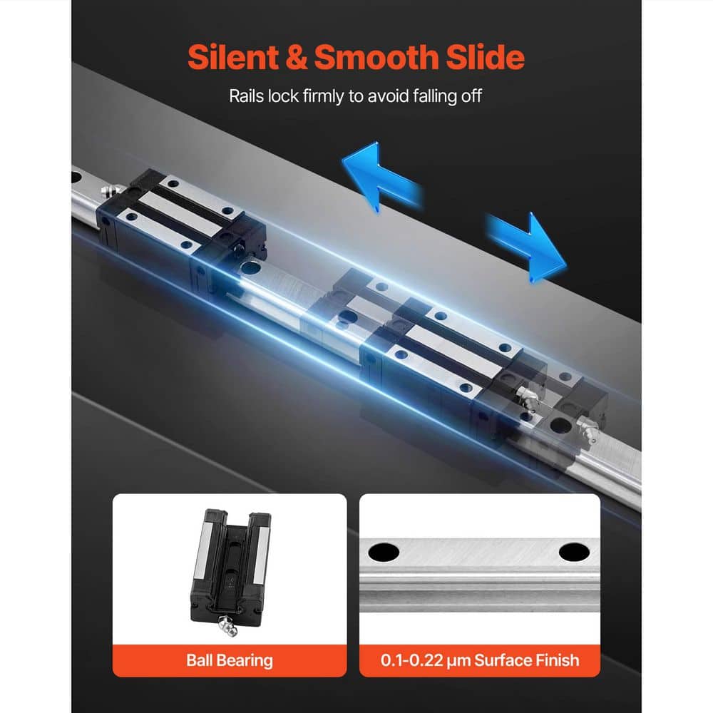 SKYSHALO Linear Rail Guide Kit, with BF12/BK12 End Support, HGR20, 2-Piece 600 mm (23.62 in.) Linear Rails and 1-Piece Ball Screw (3)